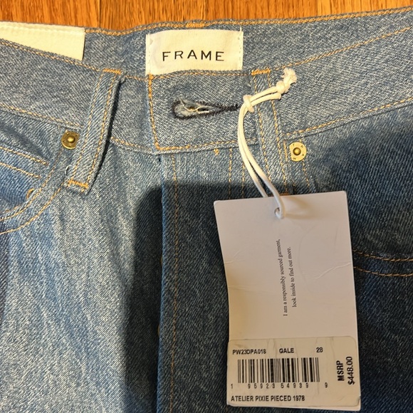 NWT FRAME Atelier Pixie Pieced 1978 Patchwork Panel High Rise Wide Leg Jean Gale - Picture 7 of 9